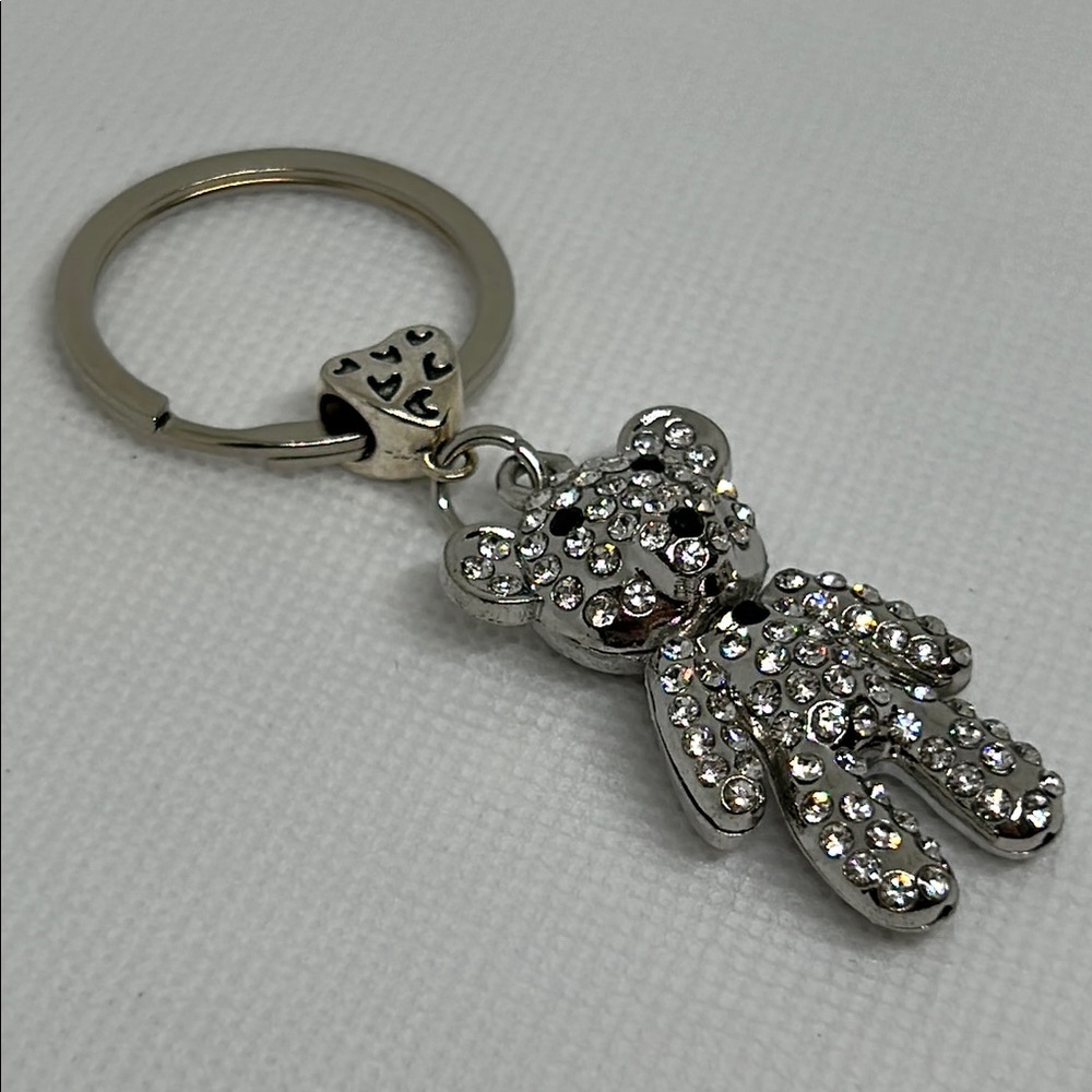 Silver Rhinestone Bear Keychain - Picture 2 of 2